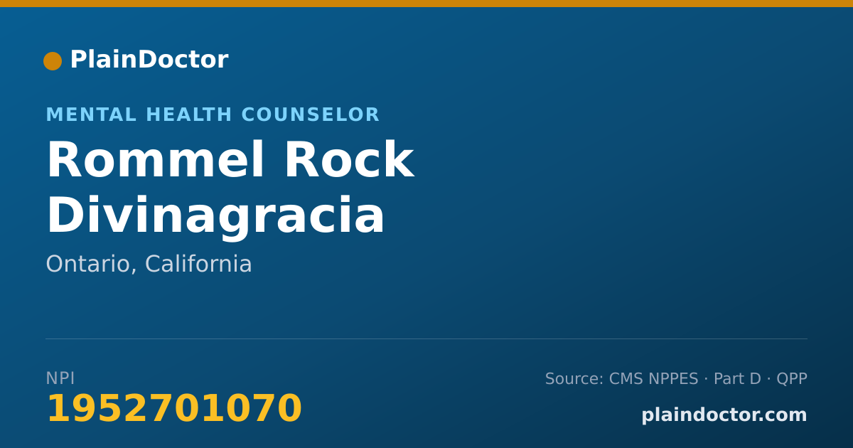 Shareable card for Rommel Rock Divinagracia - Mental Health Counselor, Ontario, CA