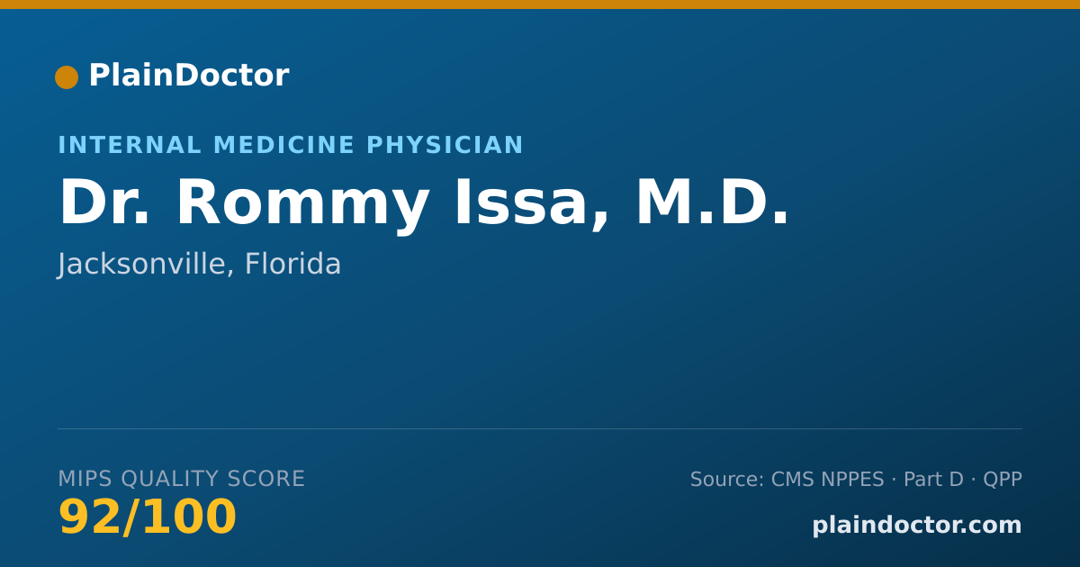 Shareable card for Rommy Issa, M.D. - Internal Medicine Physician, Jacksonville, FL