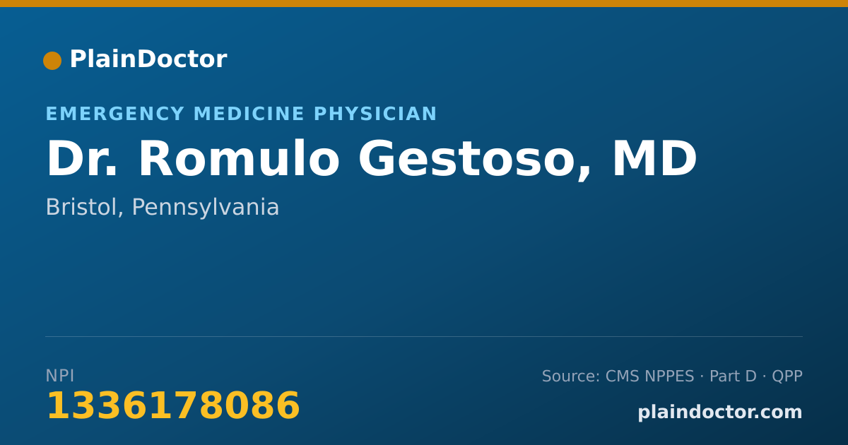 Shareable card for Romulo Gestoso, MD - Emergency Medicine Physician, Bristol, PA