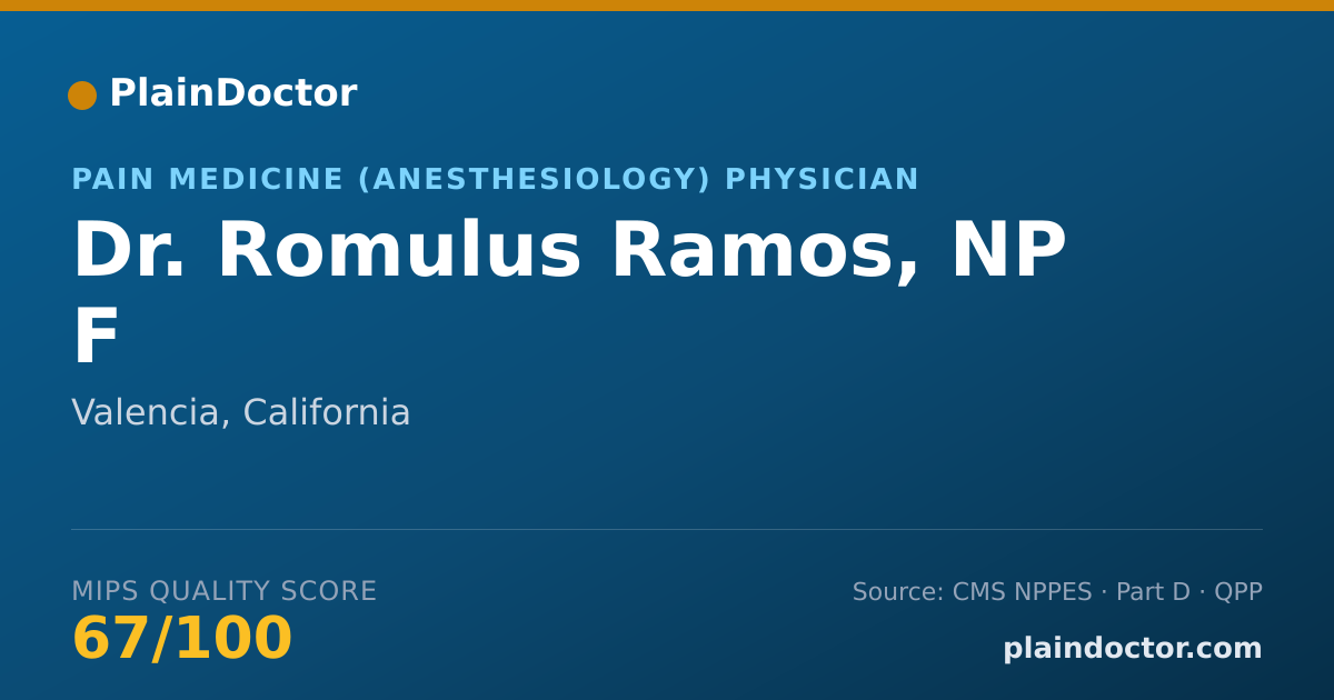 Shareable card for Romulus Ramos, NP F - Pain Medicine (Anesthesiology) Physician, Valencia, CA