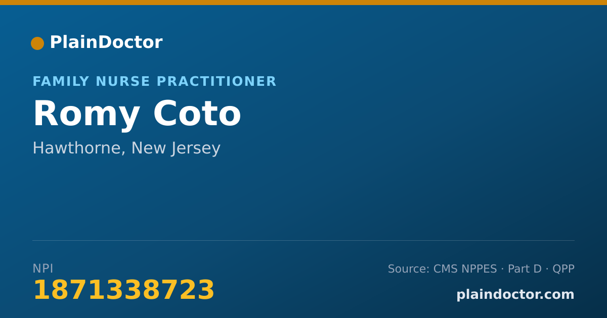 Shareable card for Romy Coto - Family Nurse Practitioner, Hawthorne, NJ