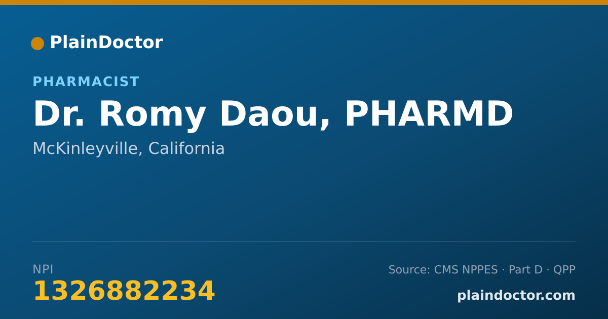 Shareable card for Romy Daou, PHARMD - Pharmacist, McKinleyville, CA