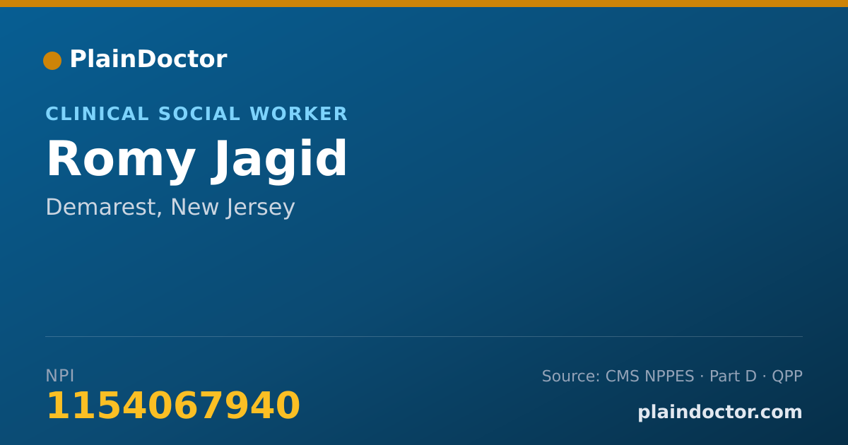 Shareable card for Romy Jagid - Clinical Social Worker, Demarest, NJ