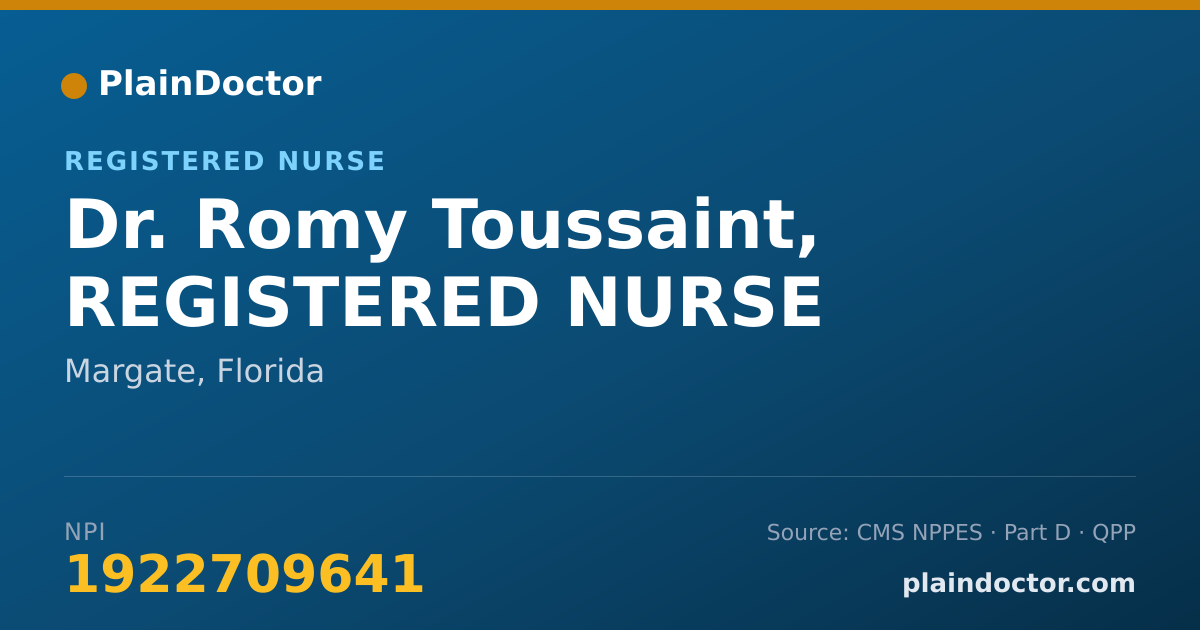 Shareable card for Romy Toussaint, REGISTERED NURSE - Registered Nurse, Margate, FL