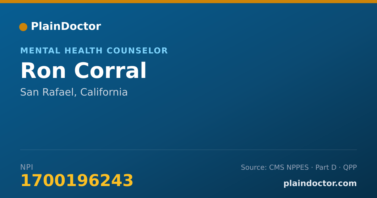 Shareable card for Ron Corral - Mental Health Counselor, San Rafael, CA