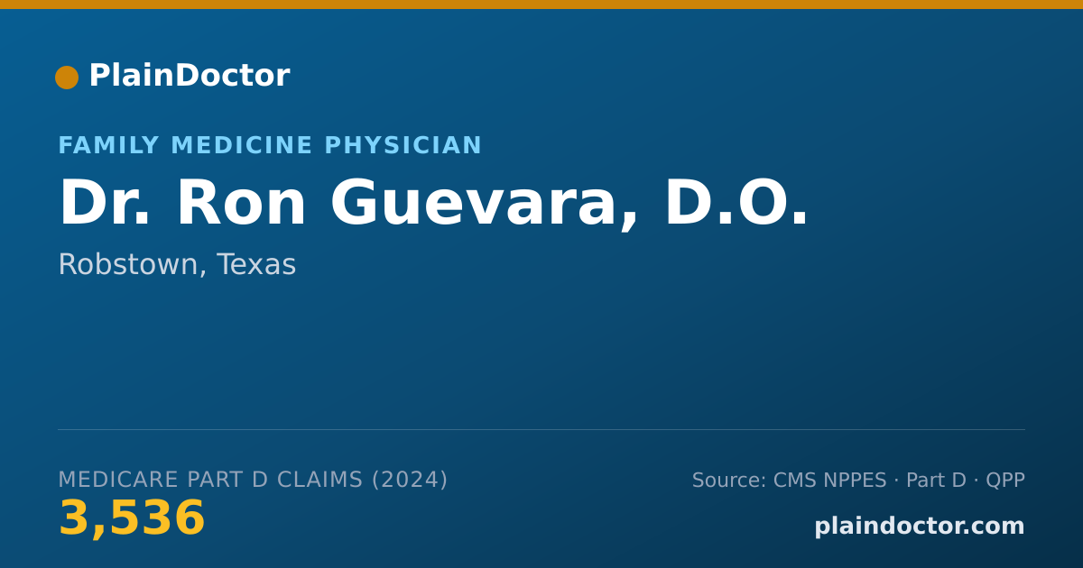Shareable card for Ron Guevara, D.O. - Family Medicine Physician, Robstown, TX