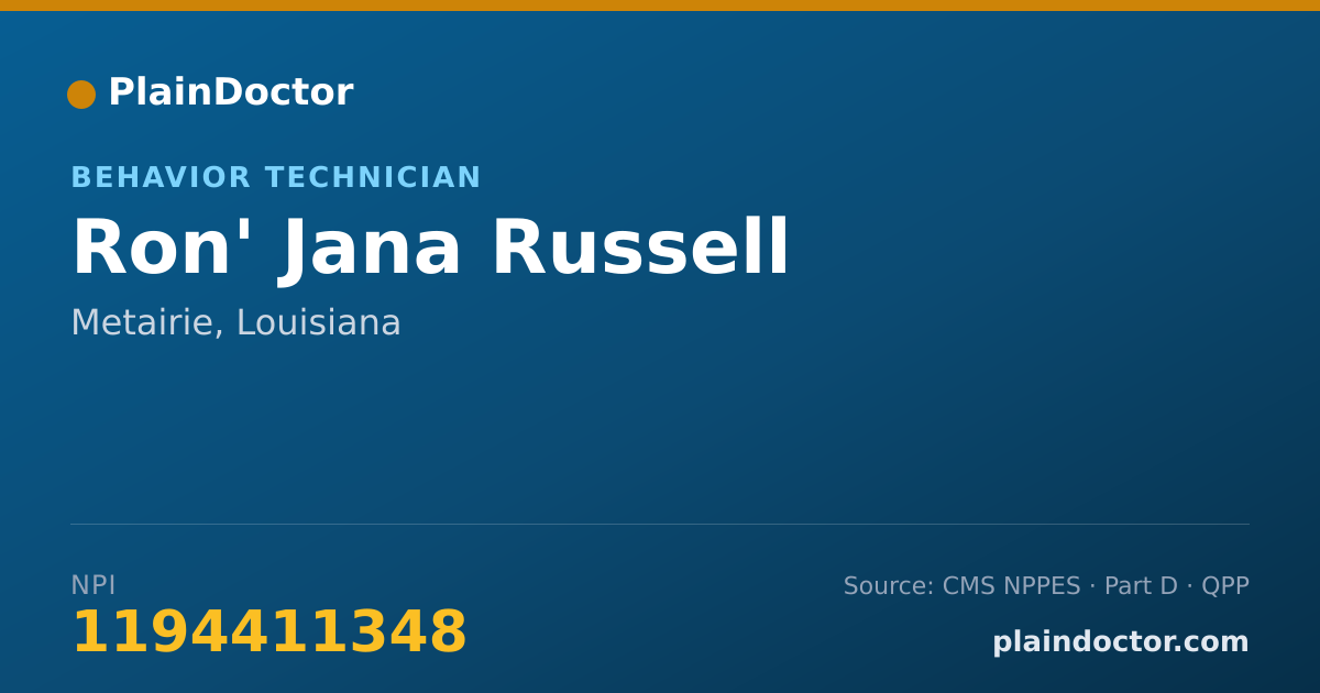 Shareable card for Ron' Jana Russell - Behavior Technician, Metairie, LA