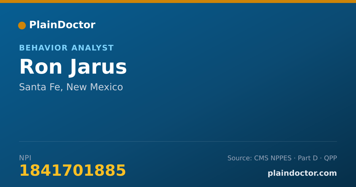 Shareable card for Ron Jarus - Behavior Analyst, Santa Fe, NM