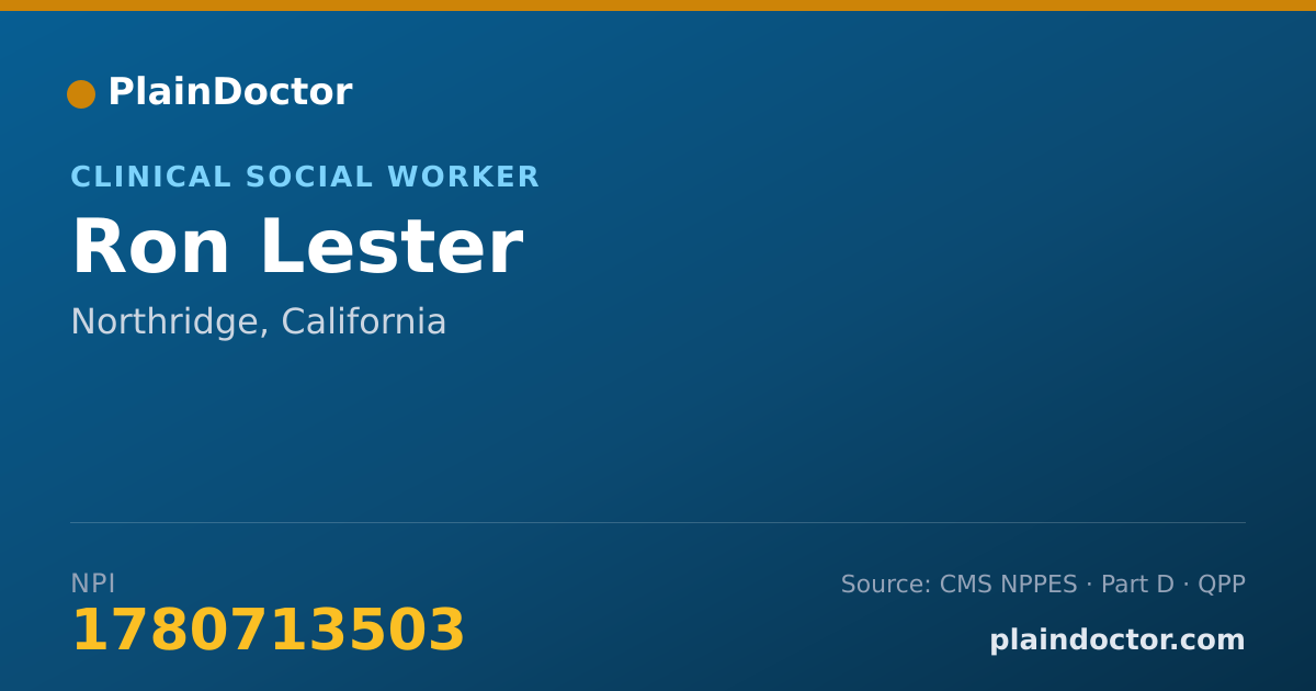 Shareable card for Ron Lester - Clinical Social Worker, Northridge, CA