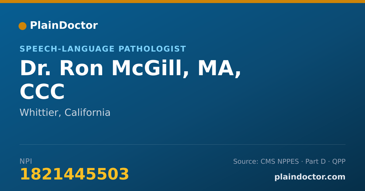 Shareable card for Ron McGill, MA, CCC - Speech-Language Pathologist, Whittier, CA
