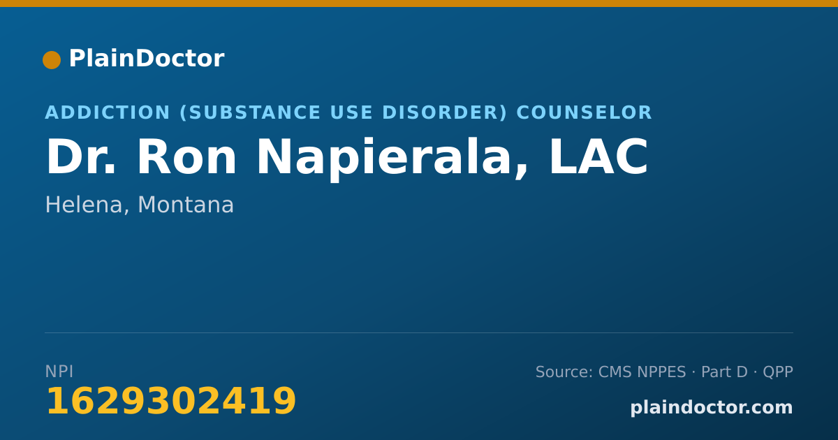Shareable card for Ron Napierala, LAC - Addiction (Substance Use Disorder) Counselor, Helena, MT
