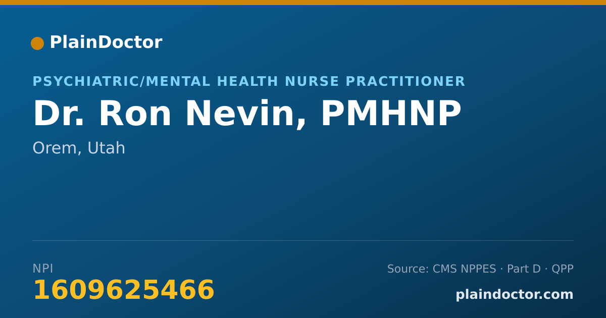 Shareable card for Ron Nevin, PMHNP - Psychiatric/Mental Health Nurse Practitioner, Orem, UT