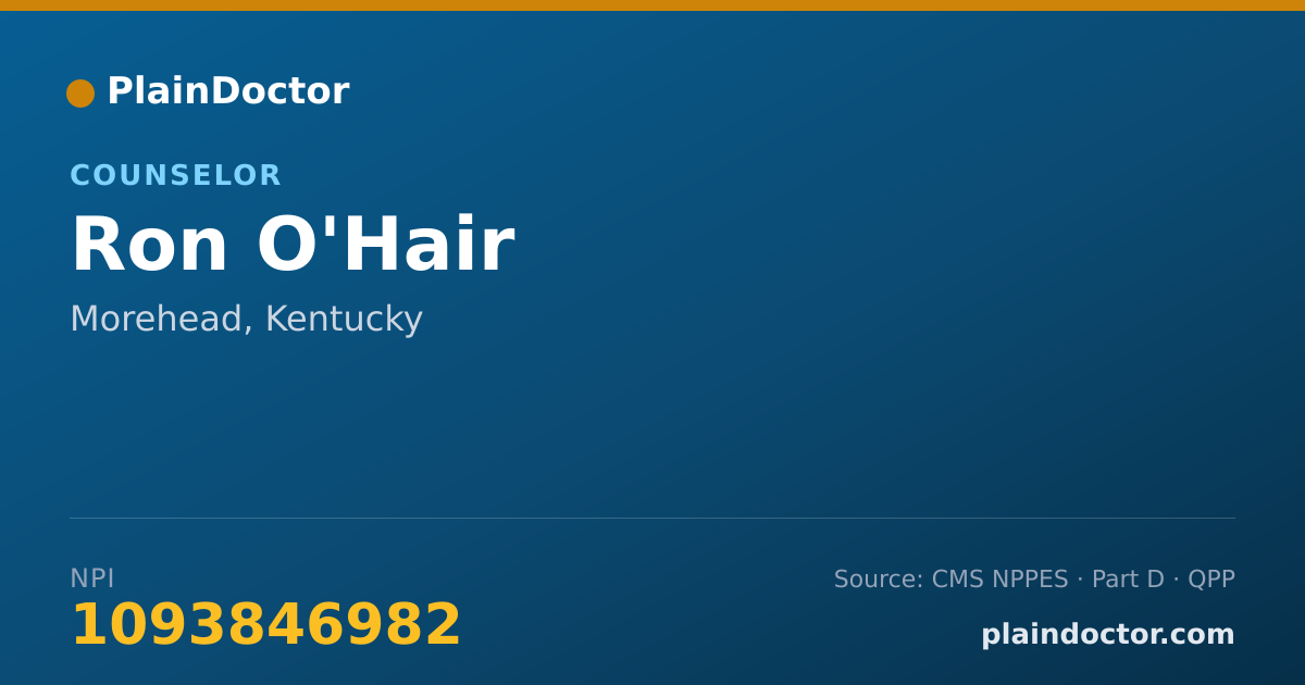 Shareable card for Ron O'Hair - Counselor, Morehead, KY