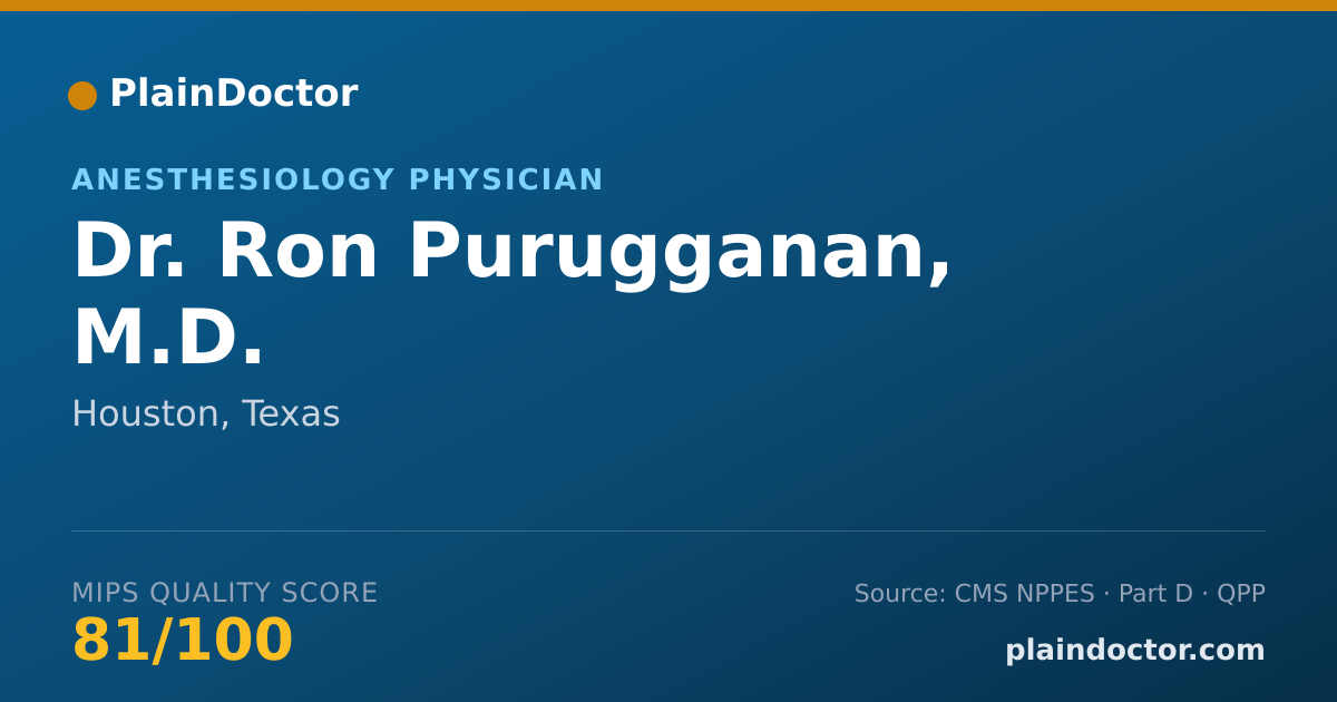 Shareable card for Ron Purugganan, M.D. - Anesthesiology Physician, Houston, TX