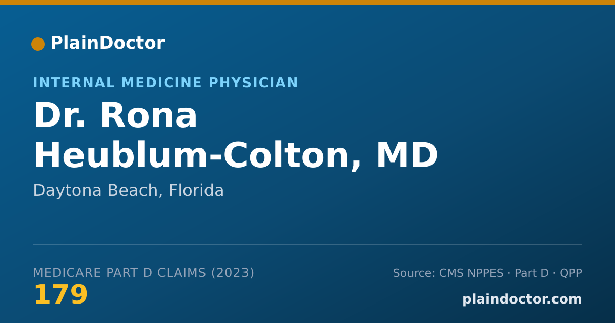 Shareable card for Rona Heublum-Colton, MD - Internal Medicine Physician, Daytona Beach, FL