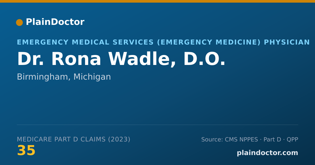 Shareable card for Rona Wadle, D.O. - Emergency Medical Services (Emergency Medicine) Physician, Birmingham, MI
