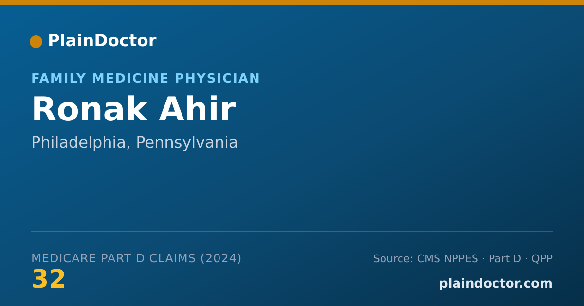 Shareable card for Ronak Ahir - Family Medicine Physician, Philadelphia, PA