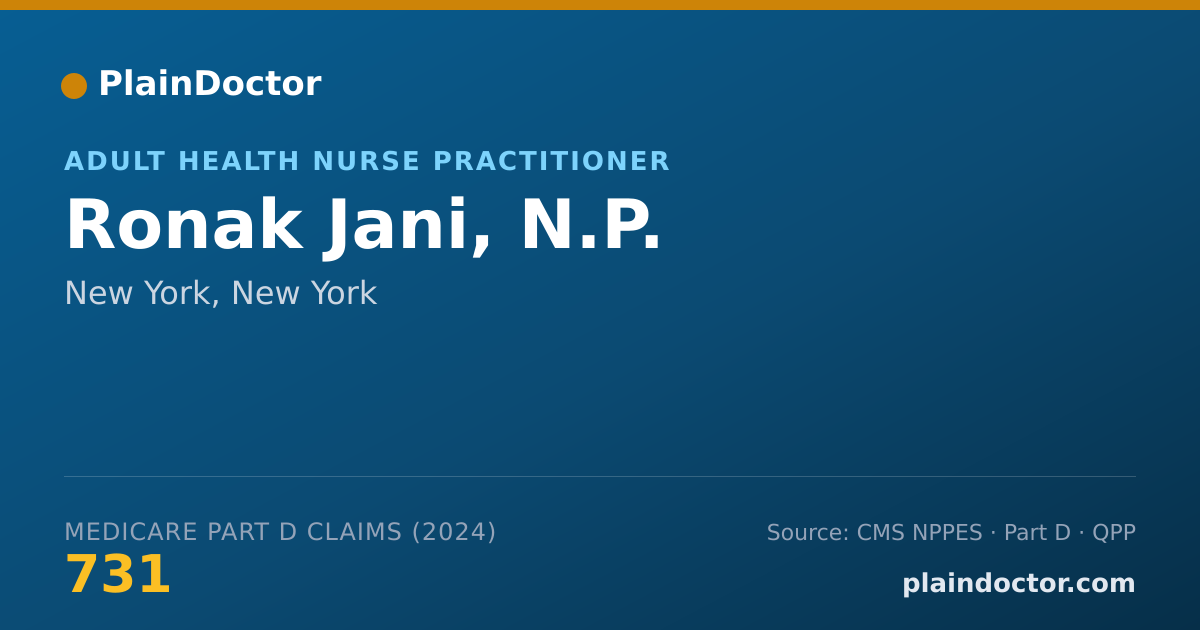 Shareable card for Ronak Jani, N.P. - Adult Health Nurse Practitioner, New York, NY