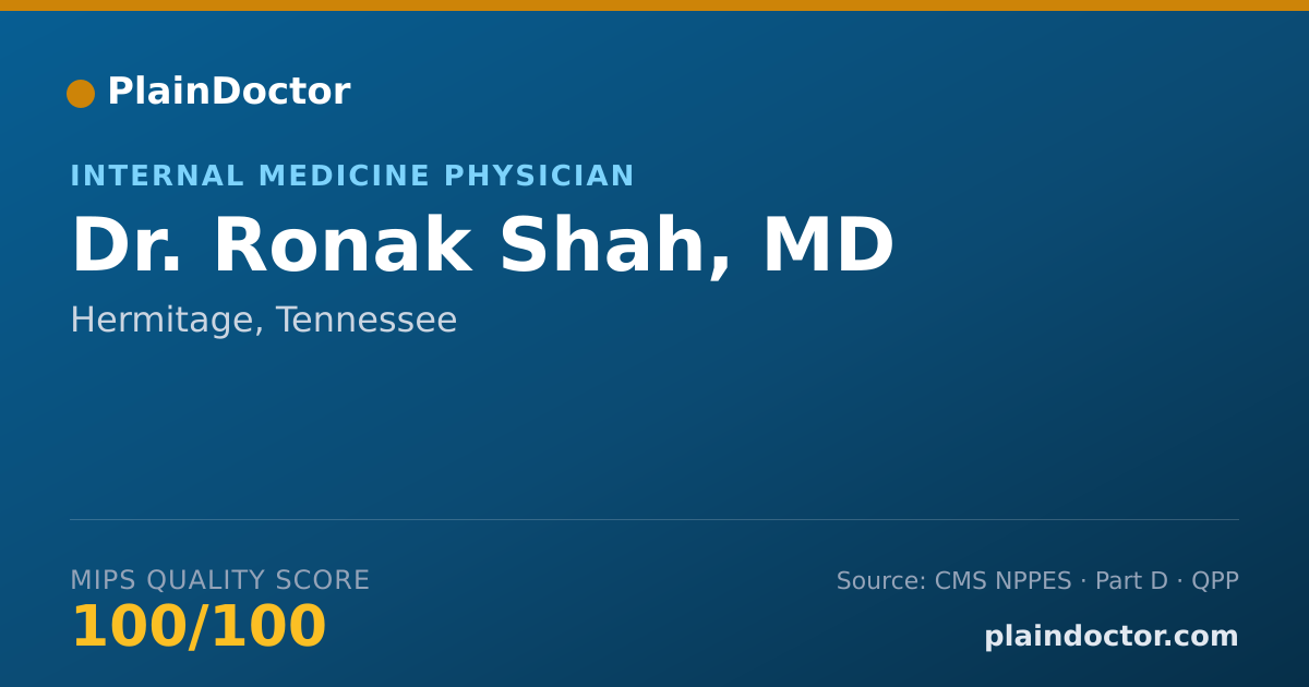 Shareable card for Ronak Shah, MD - Internal Medicine Physician, Hermitage, TN