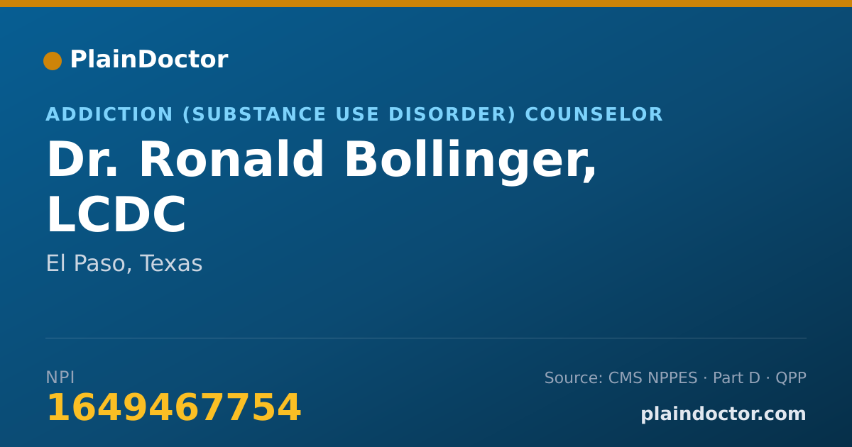 Shareable card for Ronald Bollinger, LCDC - Addiction (Substance Use Disorder) Counselor, El Paso, TX