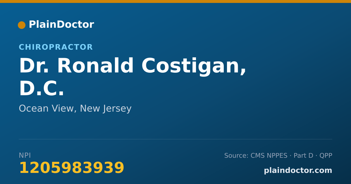 Shareable card for Ronald Costigan, D.C. - Chiropractor, Ocean View, NJ
