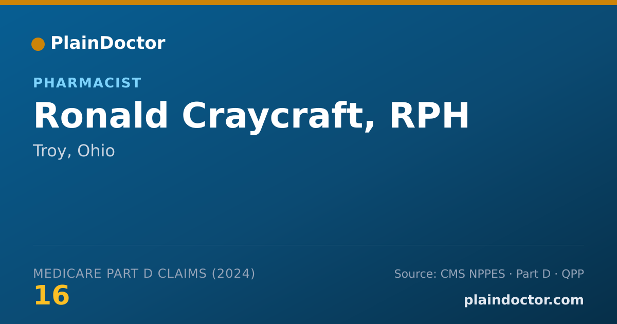 Shareable card for Ronald Craycraft, RPH - Pharmacist, Troy, OH