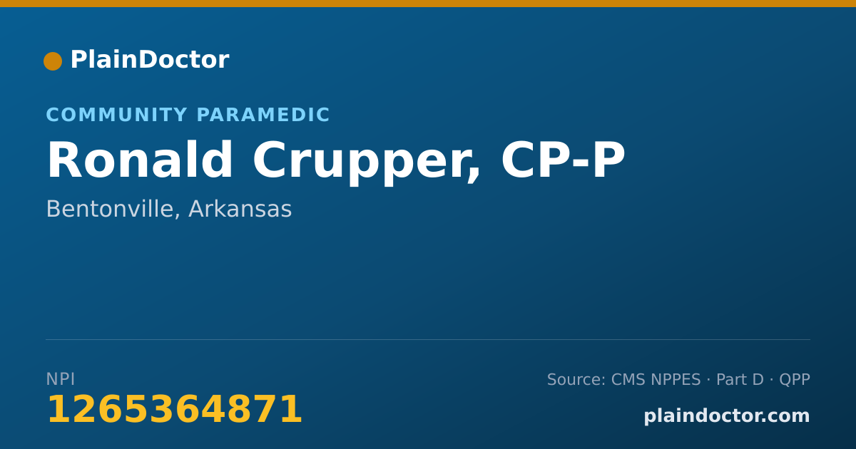 Shareable card for Ronald Crupper, CP-P - Community Paramedic, Bentonville, AR