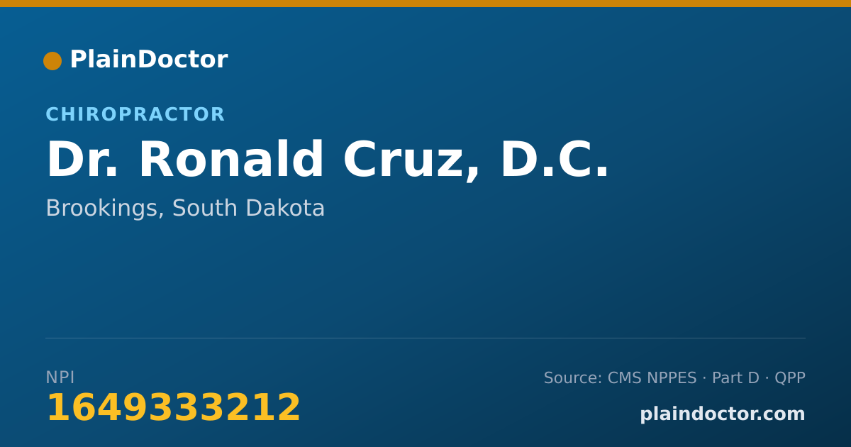 Shareable card for Ronald Cruz, D.C. - Chiropractor, Brookings, SD