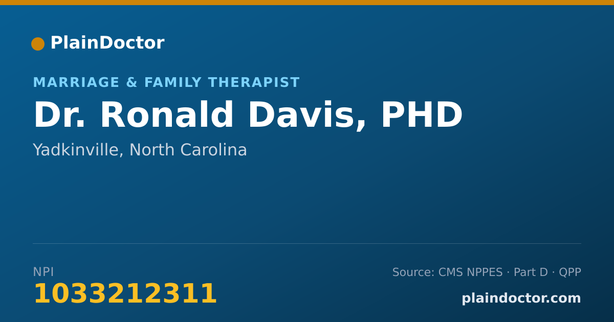 Shareable card for Ronald Davis, PHD - Marriage & Family Therapist, Yadkinville, NC