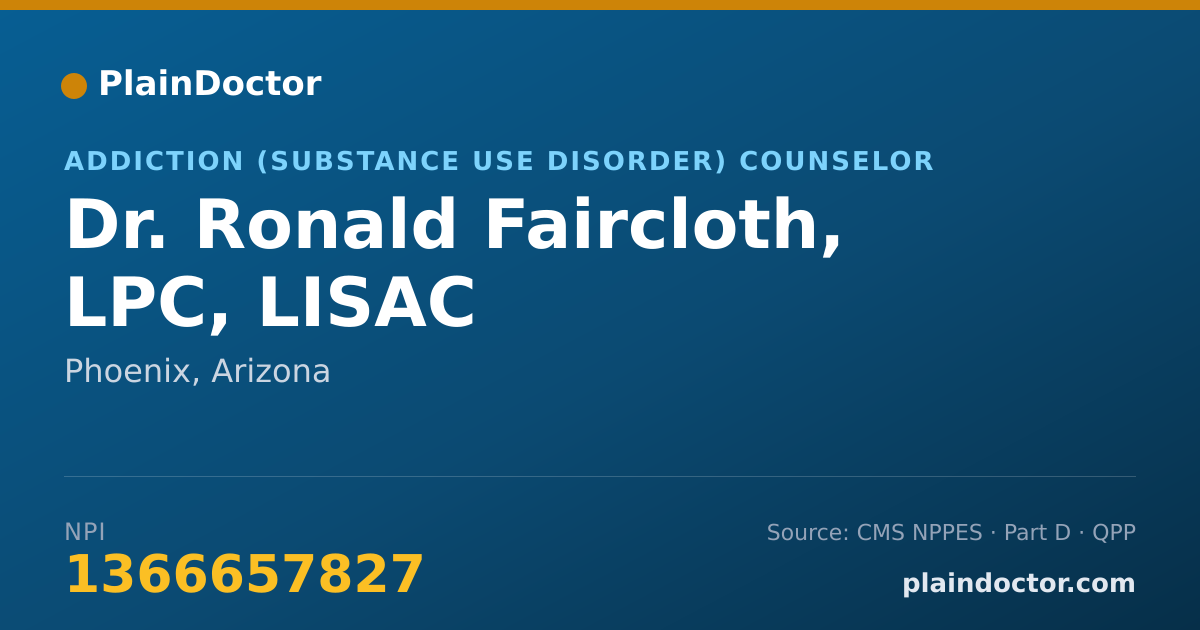 Shareable card for Ronald Faircloth, LPC, LISAC - Addiction (Substance Use Disorder) Counselor, Phoenix, AZ