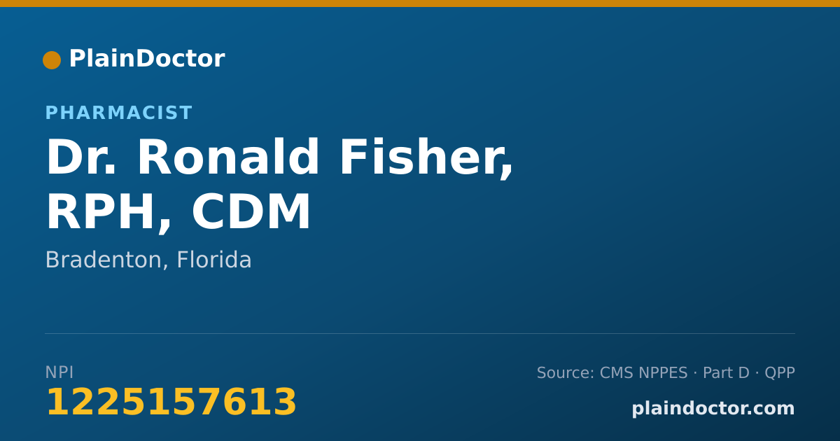 Shareable card for Ronald Fisher, RPH, CDM - Pharmacist, Bradenton, FL
