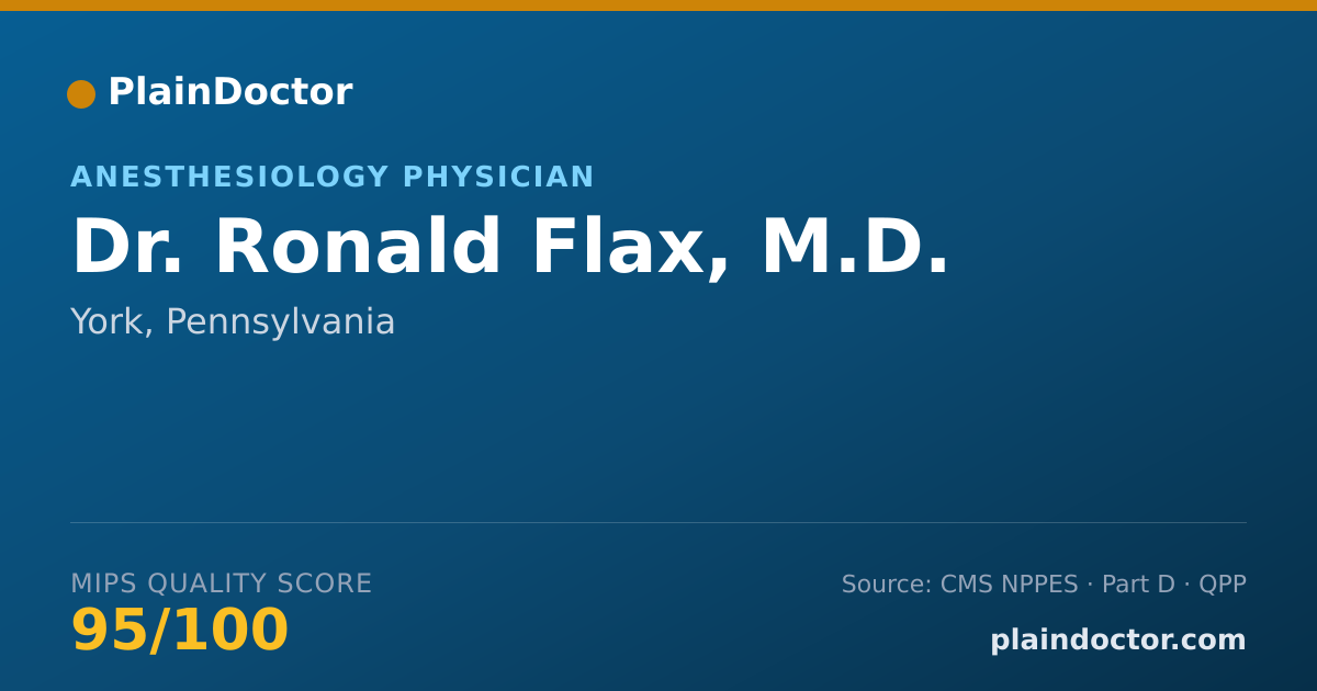 Shareable card for Ronald Flax, M.D. - Anesthesiology Physician, York, PA