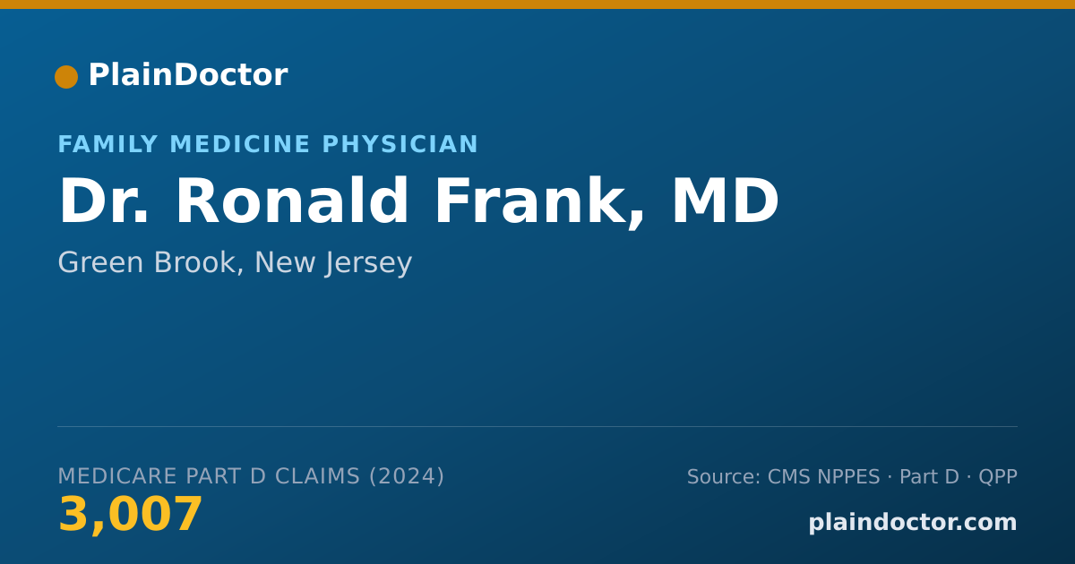 Shareable card for Ronald Frank, MD - Family Medicine Physician, Green Brook, NJ