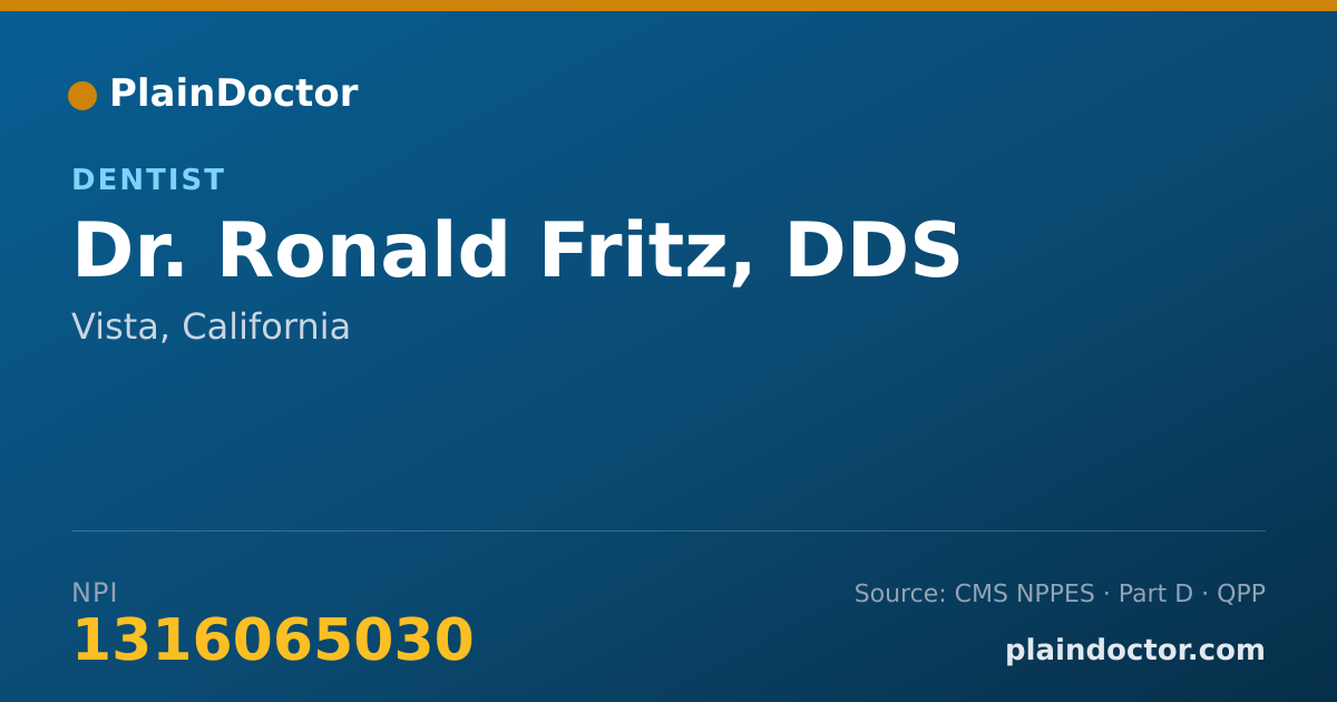 Shareable card for Ronald Fritz, DDS - Dentist, Vista, CA