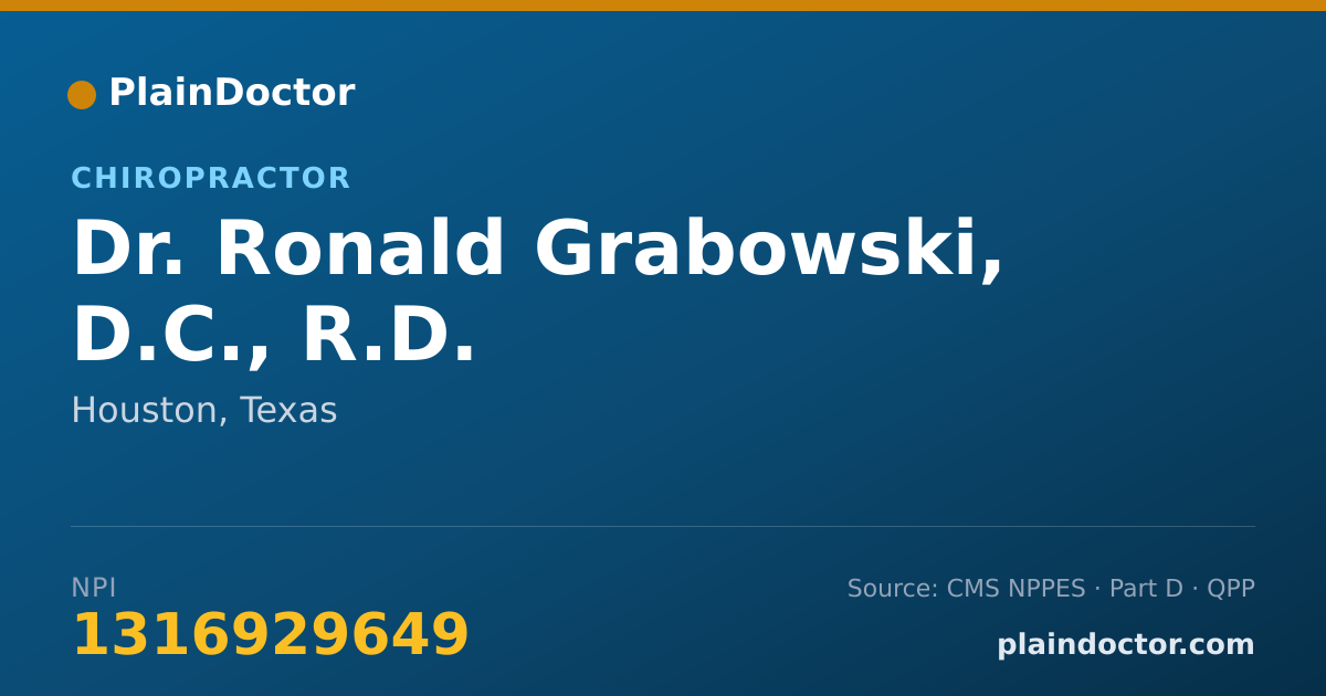 Shareable card for Ronald Grabowski, D.C., R.D. - Chiropractor, Houston, TX