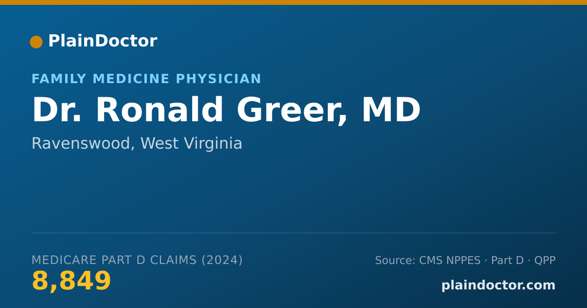 Shareable card for Ronald Greer, MD - Family Medicine Physician, Ravenswood, WV