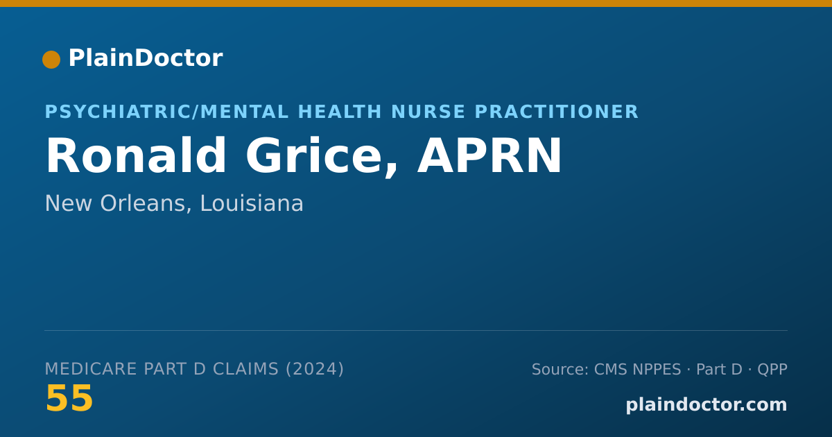 Shareable card for Ronald Grice, APRN - Psychiatric/Mental Health Nurse Practitioner, New Orleans, LA