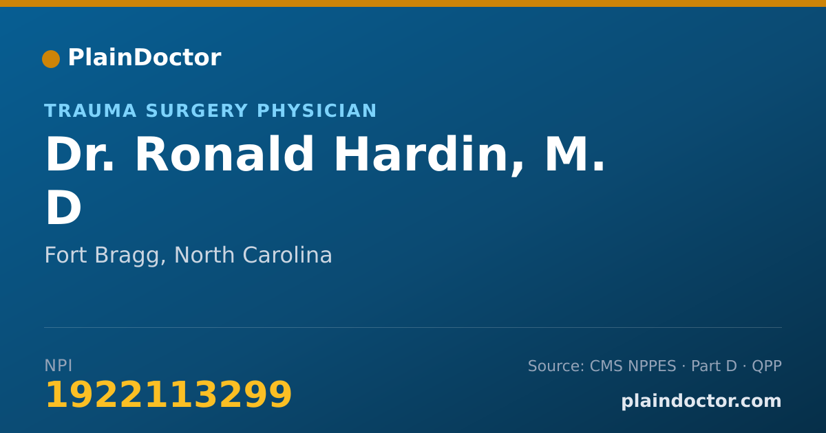Shareable card for Ronald Hardin, M. D - Trauma Surgery Physician, Fort Bragg, NC