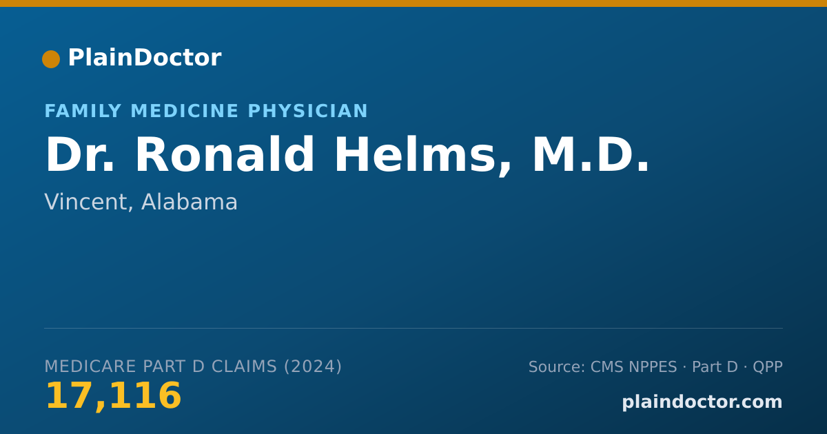 Shareable card for Ronald Helms, M.D. - Family Medicine Physician, Vincent, AL