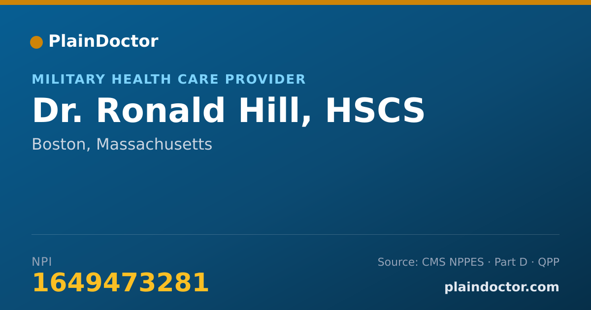 Shareable card for Ronald Hill, HSCS - Military Health Care Provider, Boston, MA
