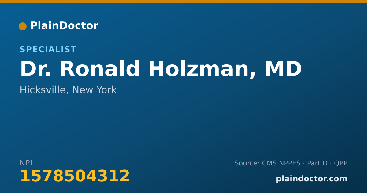 Shareable card for Ronald Holzman, MD - Specialist, Hicksville, NY