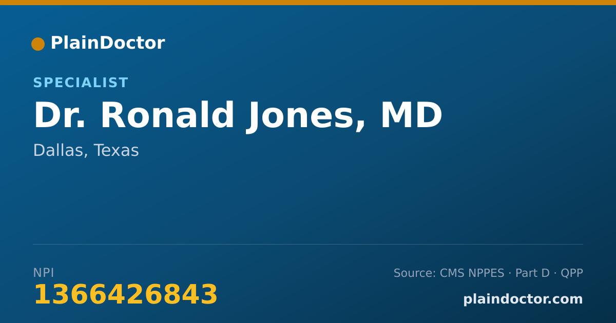 Shareable card for Ronald Jones, MD - Specialist, Dallas, TX