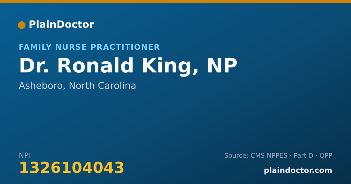 Shareable card for Ronald King, NP - Family Nurse Practitioner, Asheboro, NC