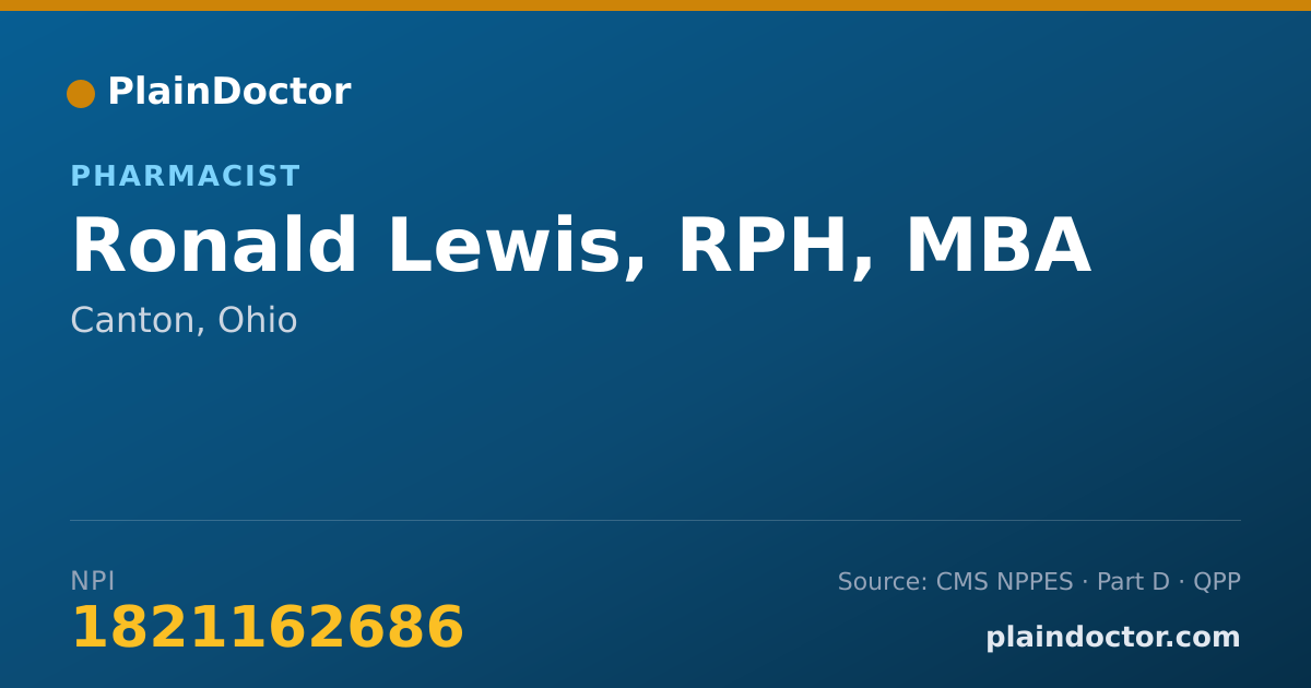Shareable card for Ronald Lewis, RPH, MBA - Pharmacist, Canton, OH