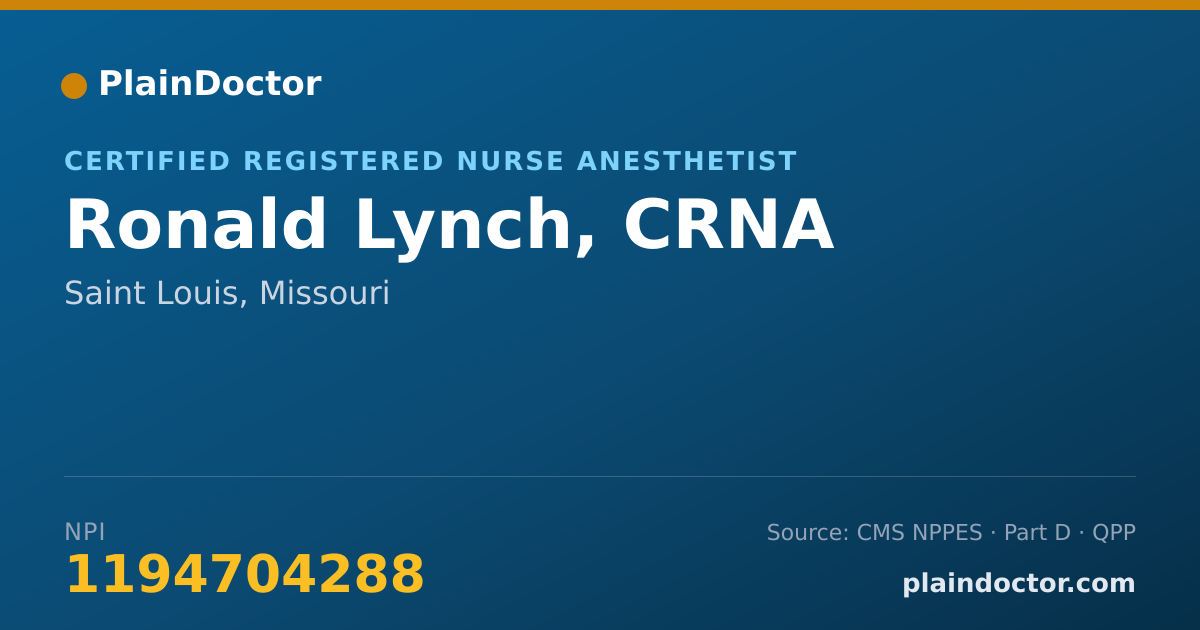Shareable card for Ronald Lynch, CRNA - Certified Registered Nurse Anesthetist, Saint Louis, MO