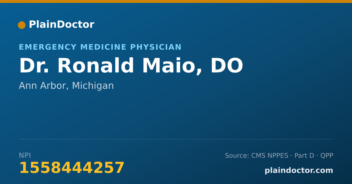 Shareable card for Ronald Maio, DO - Emergency Medicine Physician, Ann Arbor, MI