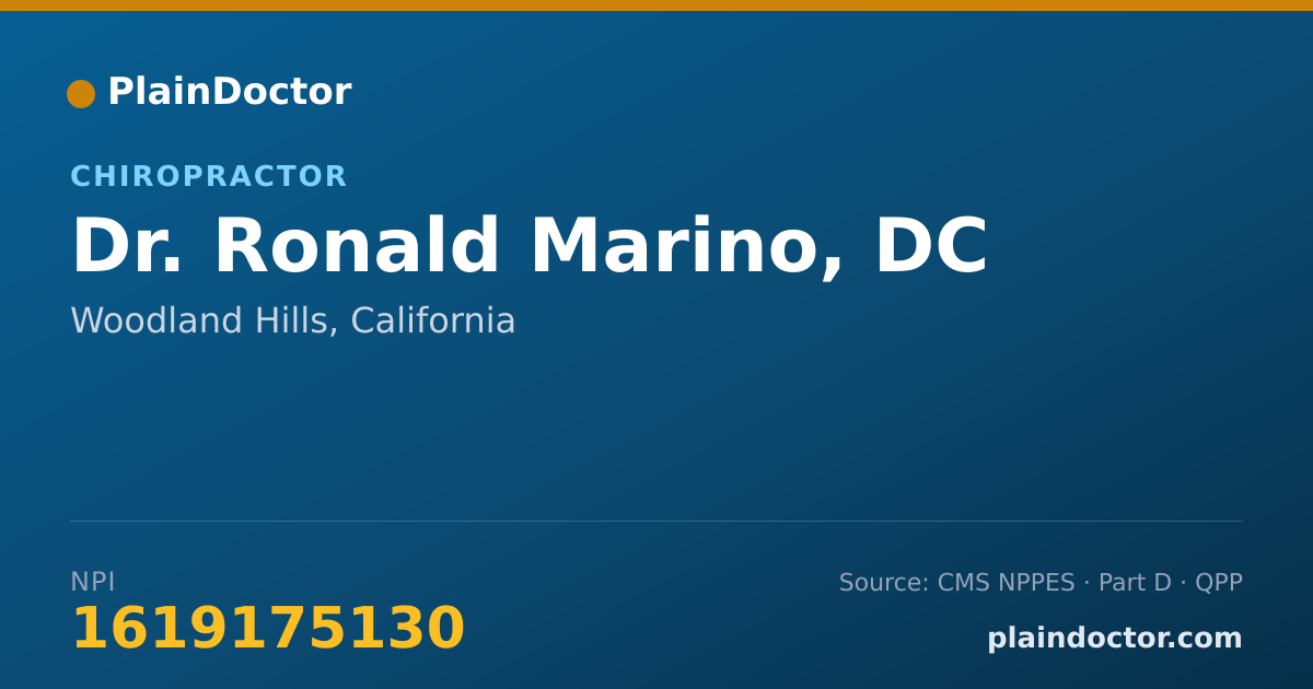 Shareable card for Ronald Marino, DC - Chiropractor, Woodland Hills, CA