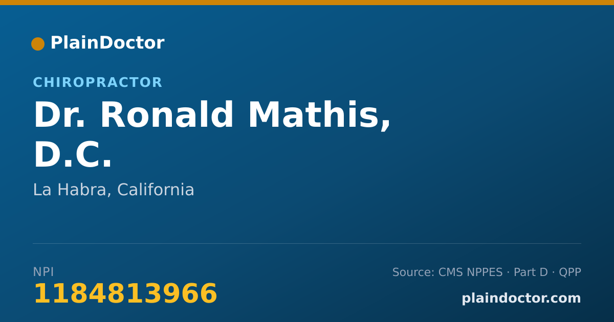 Shareable card for Ronald Mathis, D.C. - Chiropractor, La Habra, CA