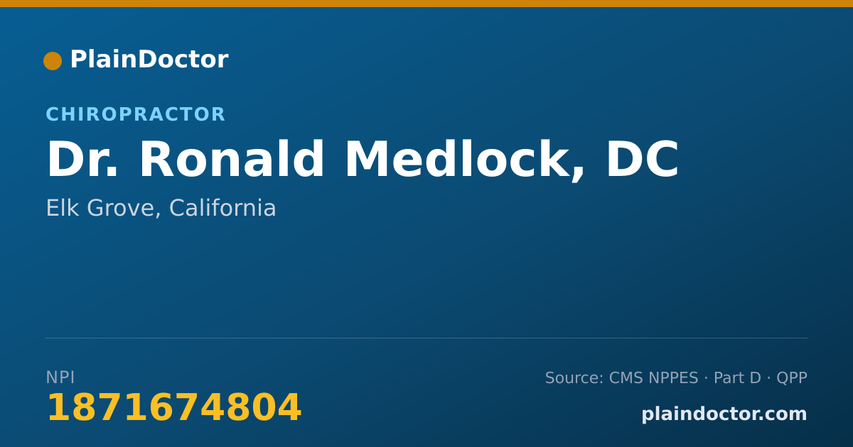 Shareable card for Ronald Medlock, DC - Chiropractor, Elk Grove, CA