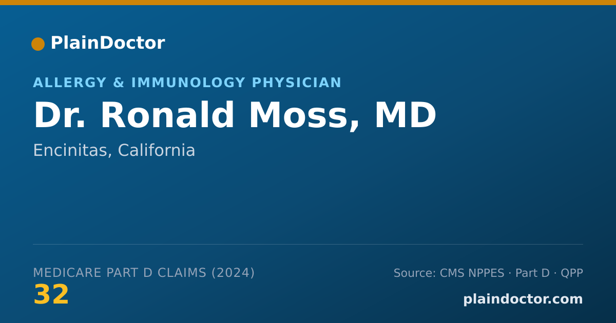 Shareable card for Ronald Moss, MD - Allergy & Immunology Physician, Encinitas, CA